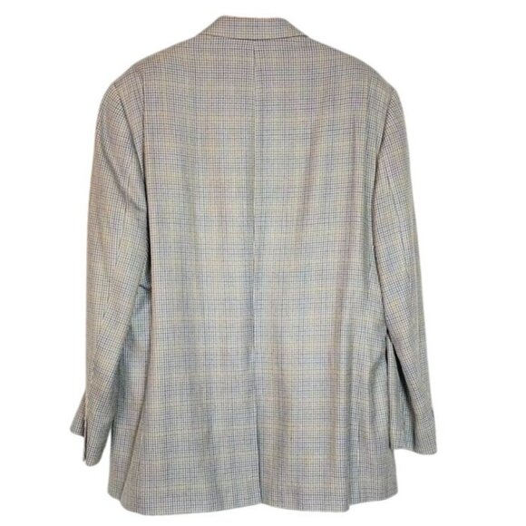 Vintage Chaps Silk Blazer 46L Gray & Tan  Plaid Women’s Oversized Mens - Picture 2 of 11